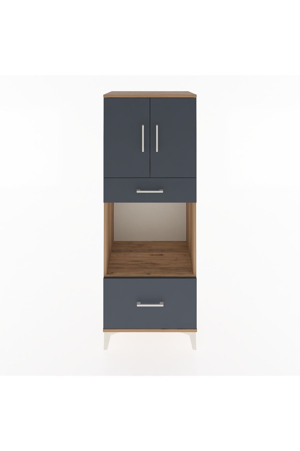 Hyperion Dolap 2 Raflı 2 Çekmeceli 2 Kapaklı 60x44x163 Çam-Antrasit