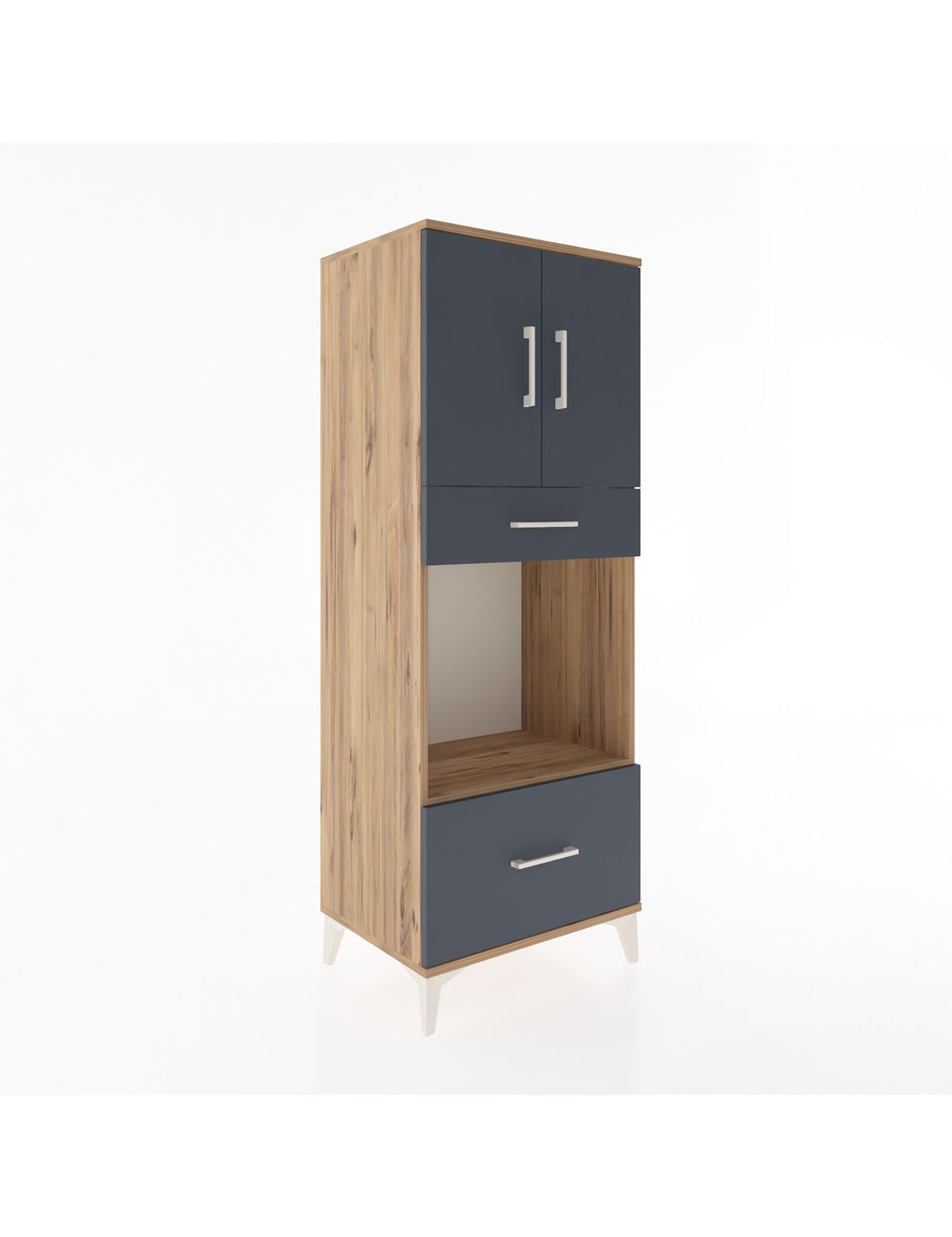 Hyperion Dolap 2 Raflı 2 Çekmeceli 2 Kapaklı 60x44x163 Çam-Antrasit