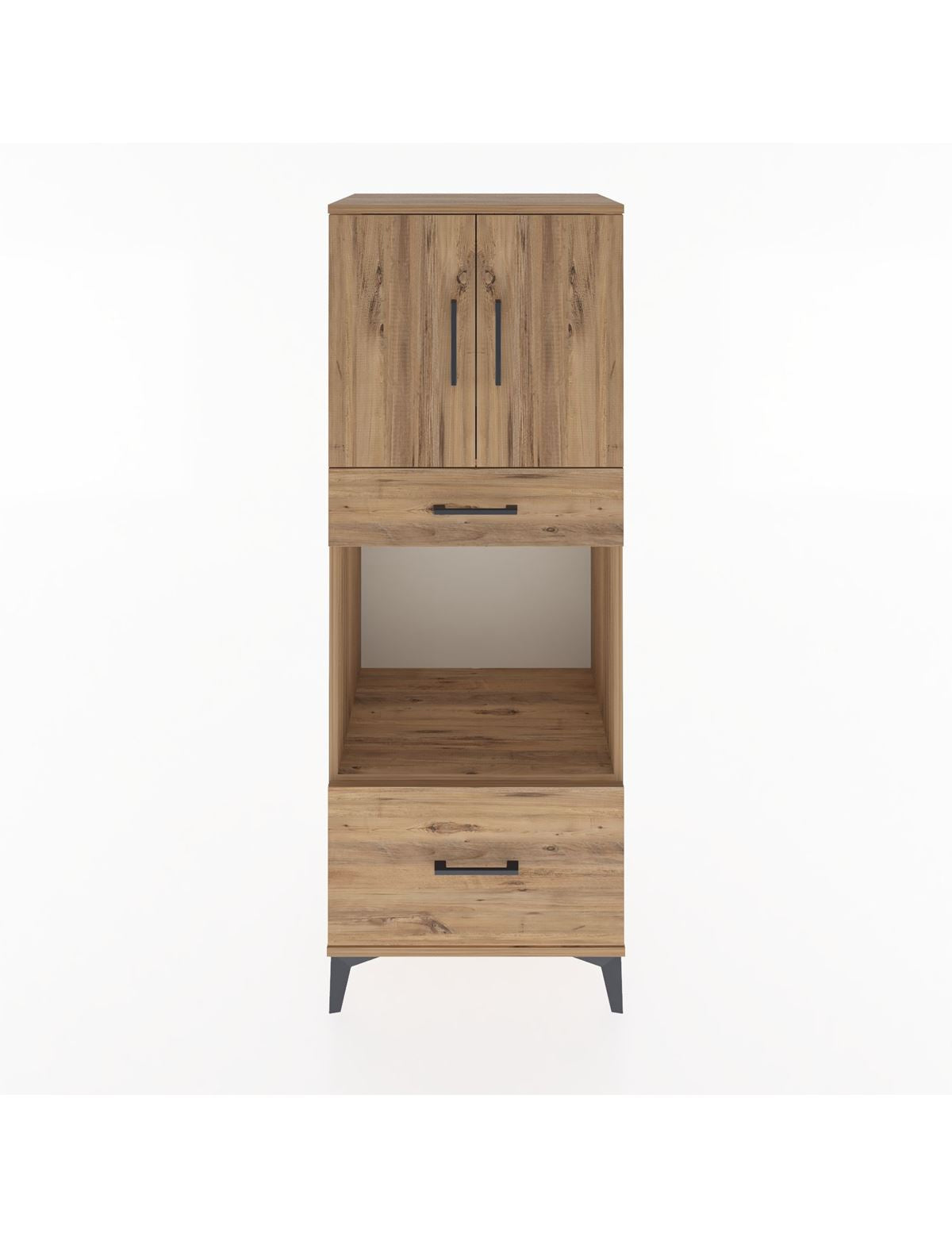 Hyperion Dolap 2 Raflı 2 Çekmeceli 2 Kapaklı 60x44x163 Çam-Çam