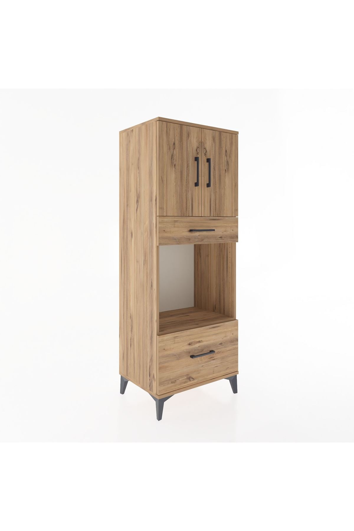 Hyperion Dolap 2 Raflı 2 Çekmeceli 2 Kapaklı 60x44x163 Çam-Çam