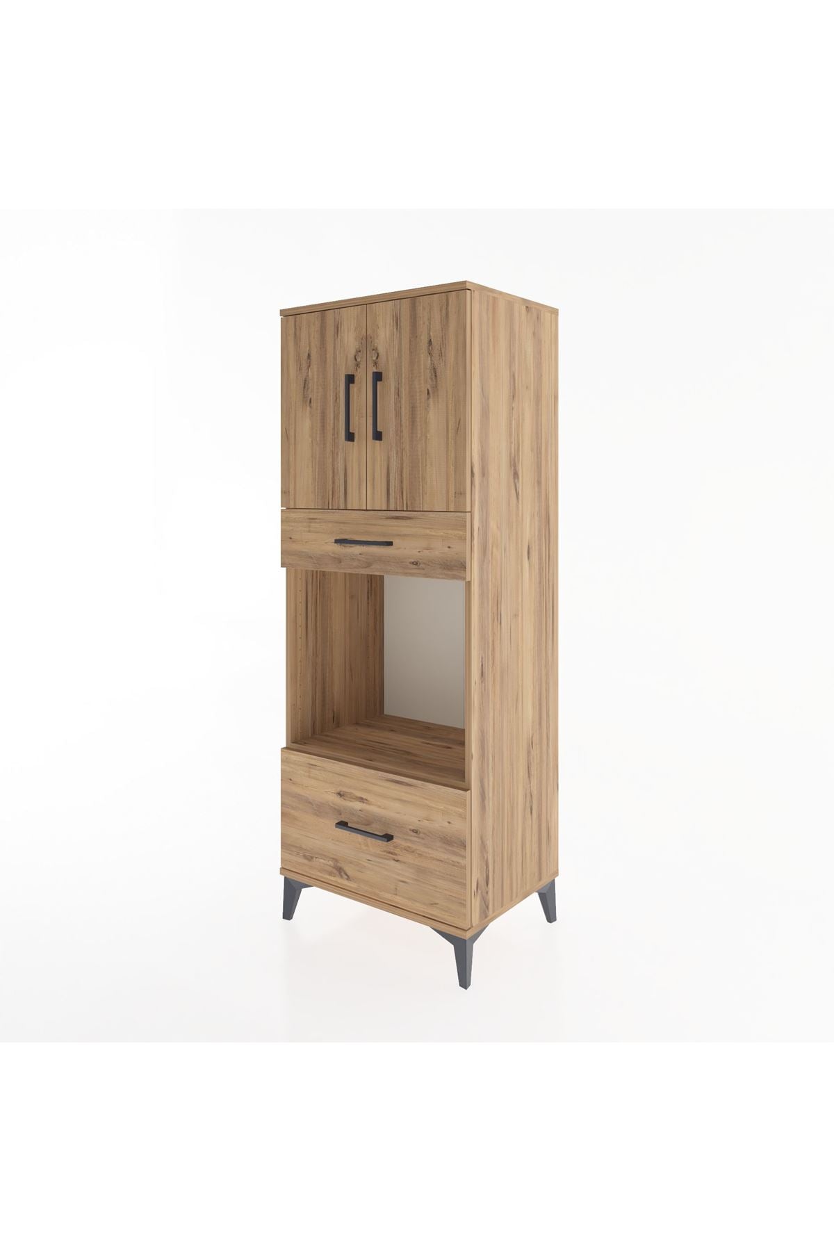 Hyperion Dolap 2 Raflı 2 Çekmeceli 2 Kapaklı 60x44x163 Çam-Çam