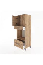 Hyperion Dolap 2 Raflı 2 Çekmeceli 2 Kapaklı 60x44x163 Çam-Çam