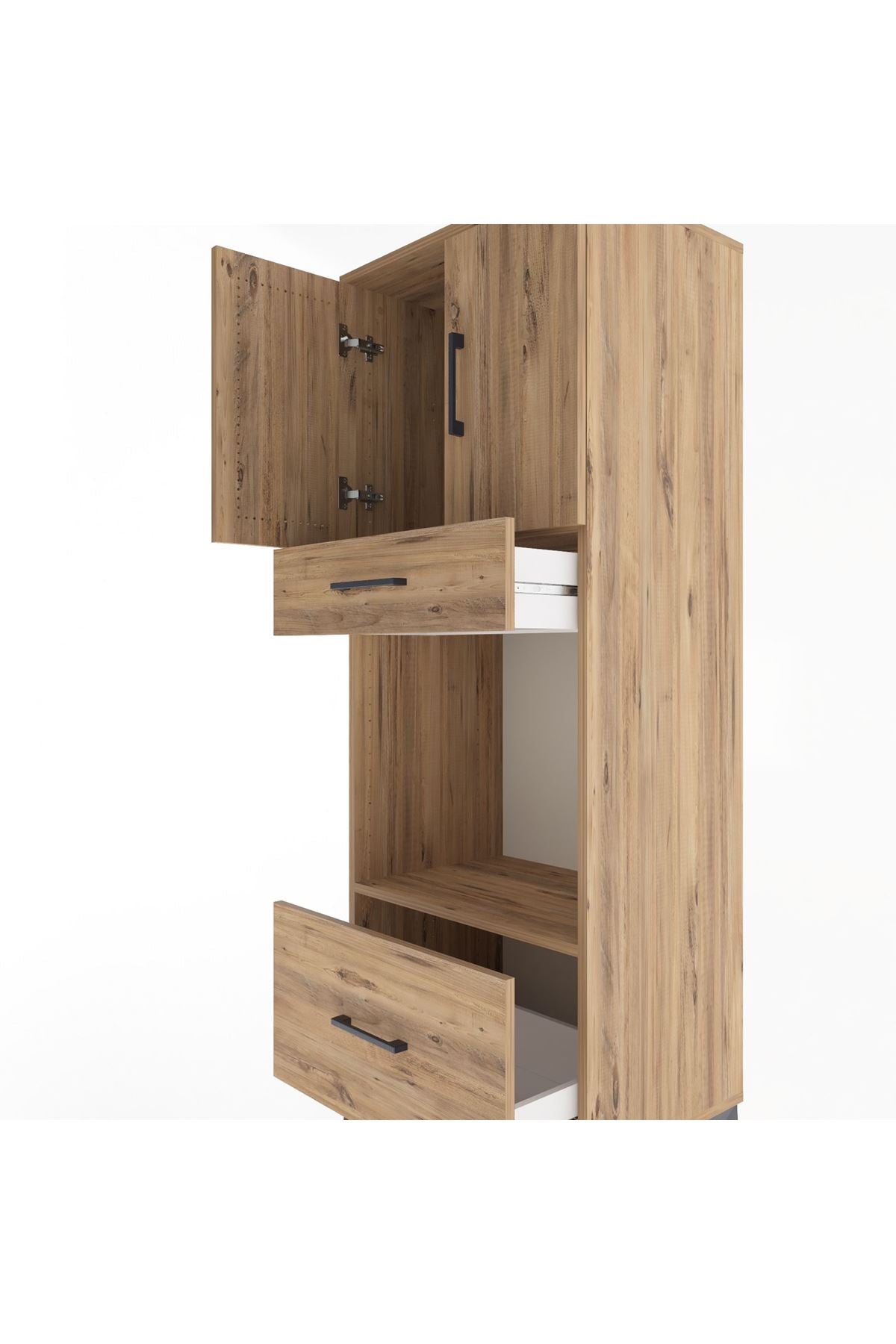 Hyperion Dolap 2 Raflı 2 Çekmeceli 2 Kapaklı 60x44x163 Çam-Çam