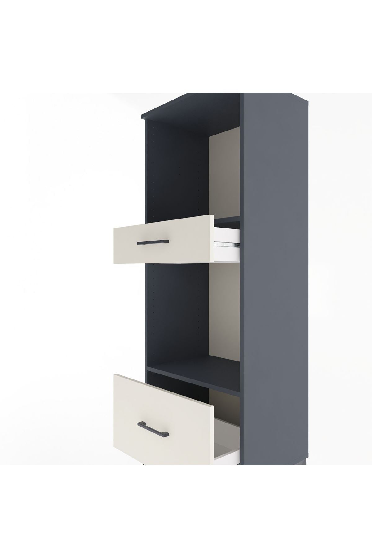 Hyperion Dolap 2 Raflı 2 Çekmeceli 60x44x163 Antrasit-Aytaşı