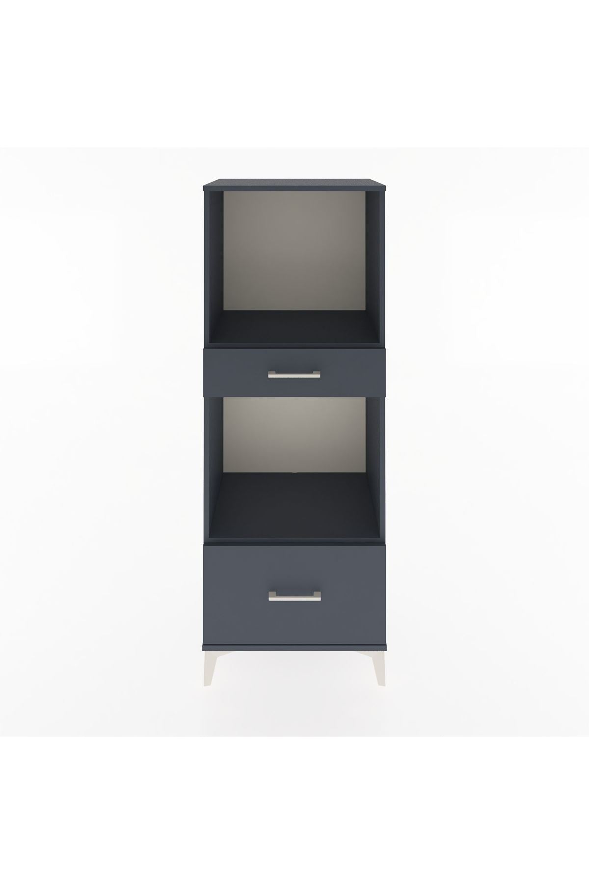 Hyperion Dolap 2 Raflı 2 Çekmeceli 60x44x163 Antrasit-Antrasit