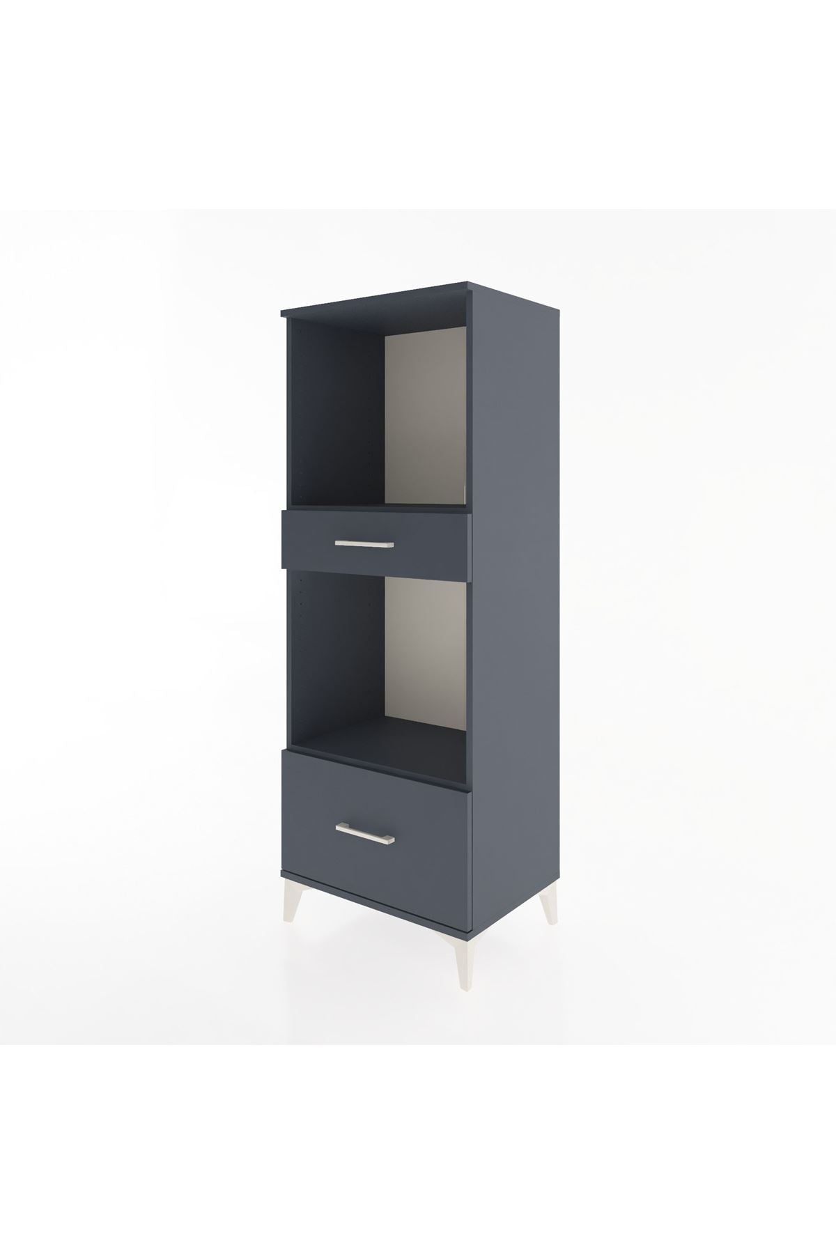 Hyperion Dolap 2 Raflı 2 Çekmeceli 60x44x163 Antrasit-Antrasit