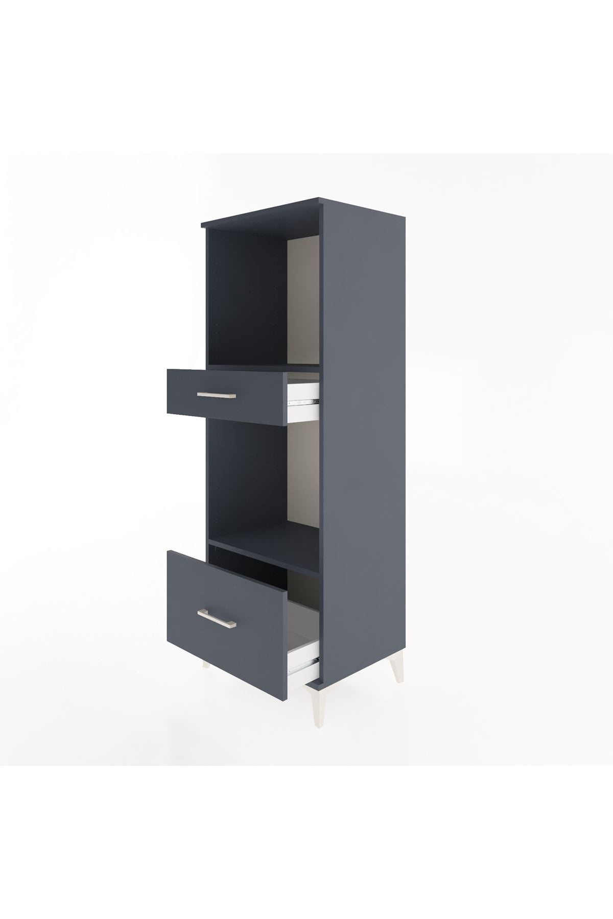 Hyperion Dolap 2 Raflı 2 Çekmeceli 60x44x163 Antrasit-Antrasit