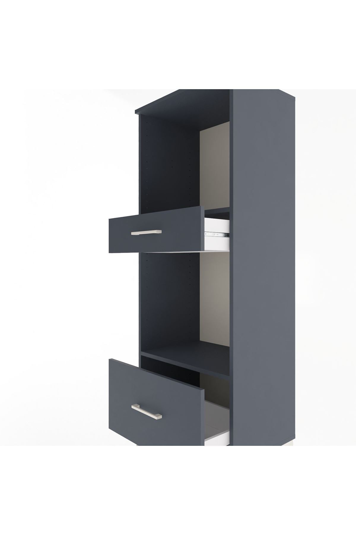 Hyperion Dolap 2 Raflı 2 Çekmeceli 60x44x163 Antrasit-Antrasit