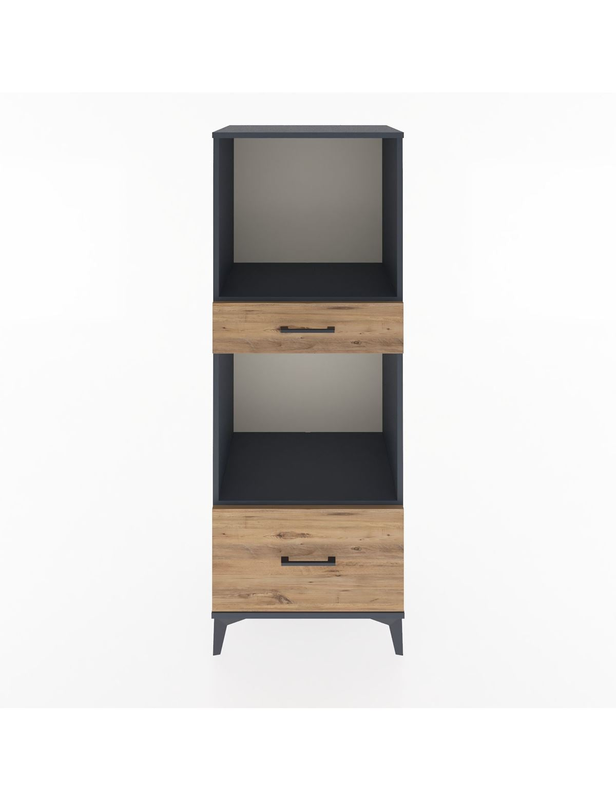 Hyperion Dolap 2 Raflı 2 Çekmeceli 60x44x163 Antrasit-Çam