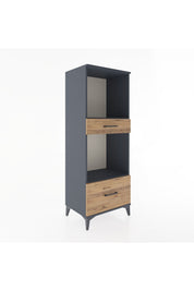 Hyperion Dolap 2 Raflı 2 Çekmeceli 60x44x163 Antrasit-Çam