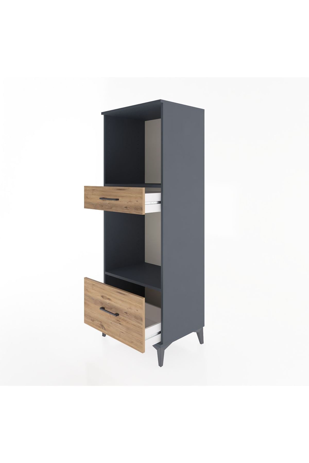 Hyperion Dolap 2 Raflı 2 Çekmeceli 60x44x163 Antrasit-Çam