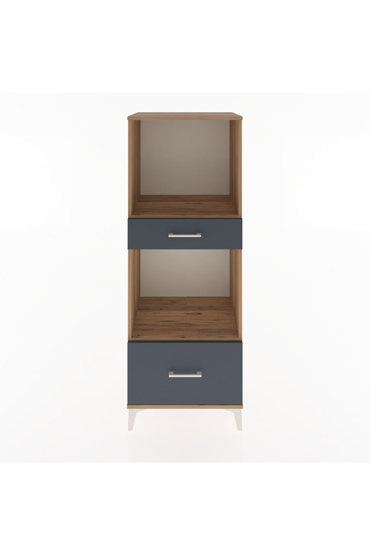 Hyperion Dolap 2 Raflı 2 Çekmeceli 60x44x163 Çam-Antrasit