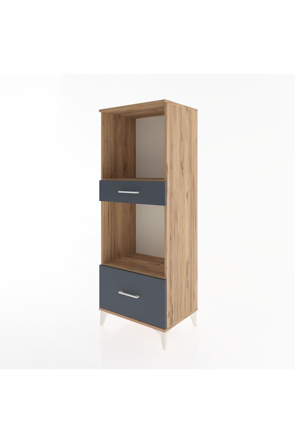 Hyperion Dolap 2 Raflı 2 Çekmeceli 60x44x163 Çam-Antrasit