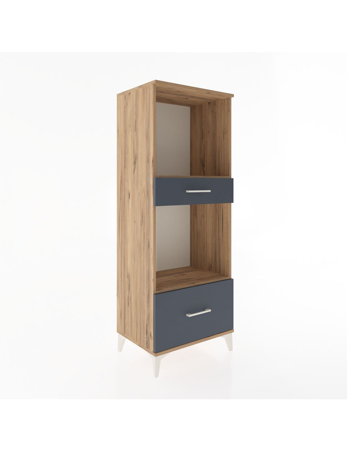 Hyperion Dolap 2 Raflı 2 Çekmeceli 60x44x163 Çam-Antrasit