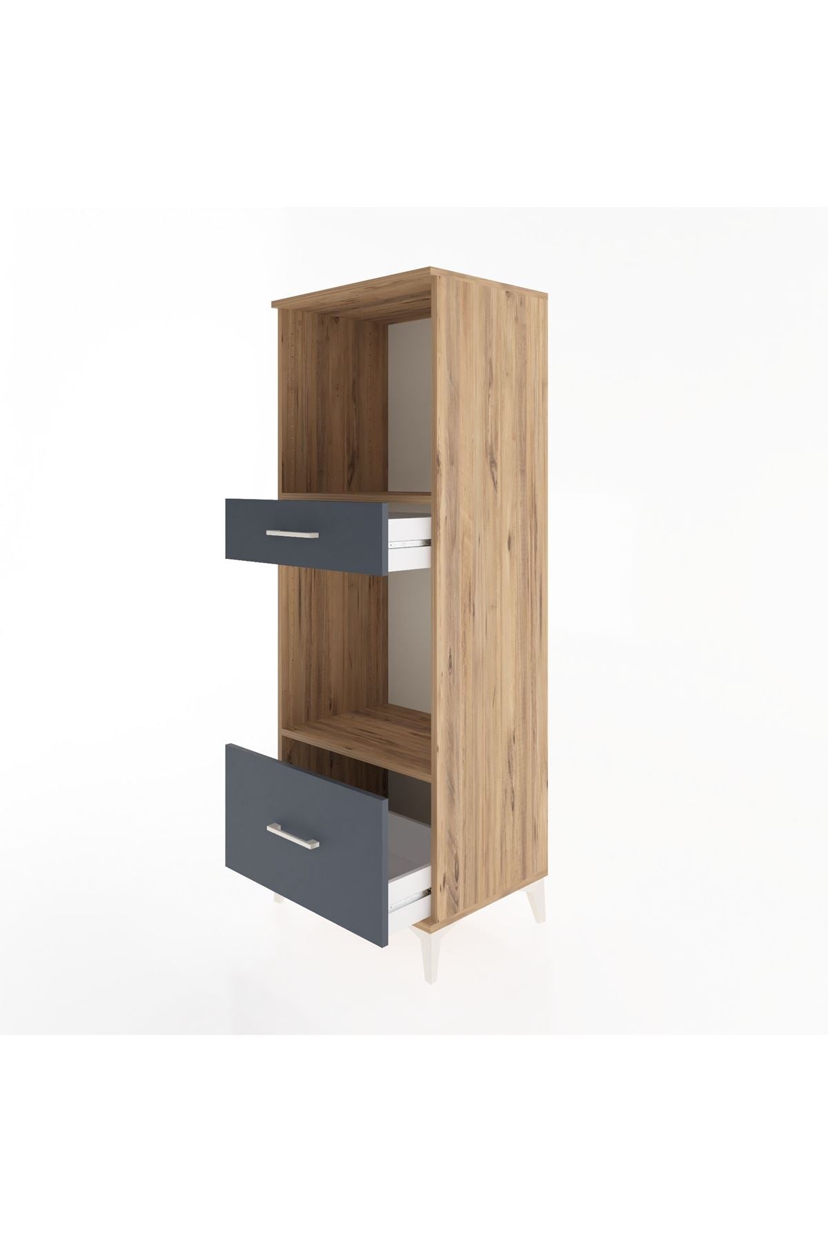 Hyperion Dolap 2 Raflı 2 Çekmeceli 60x44x163 Çam-Antrasit