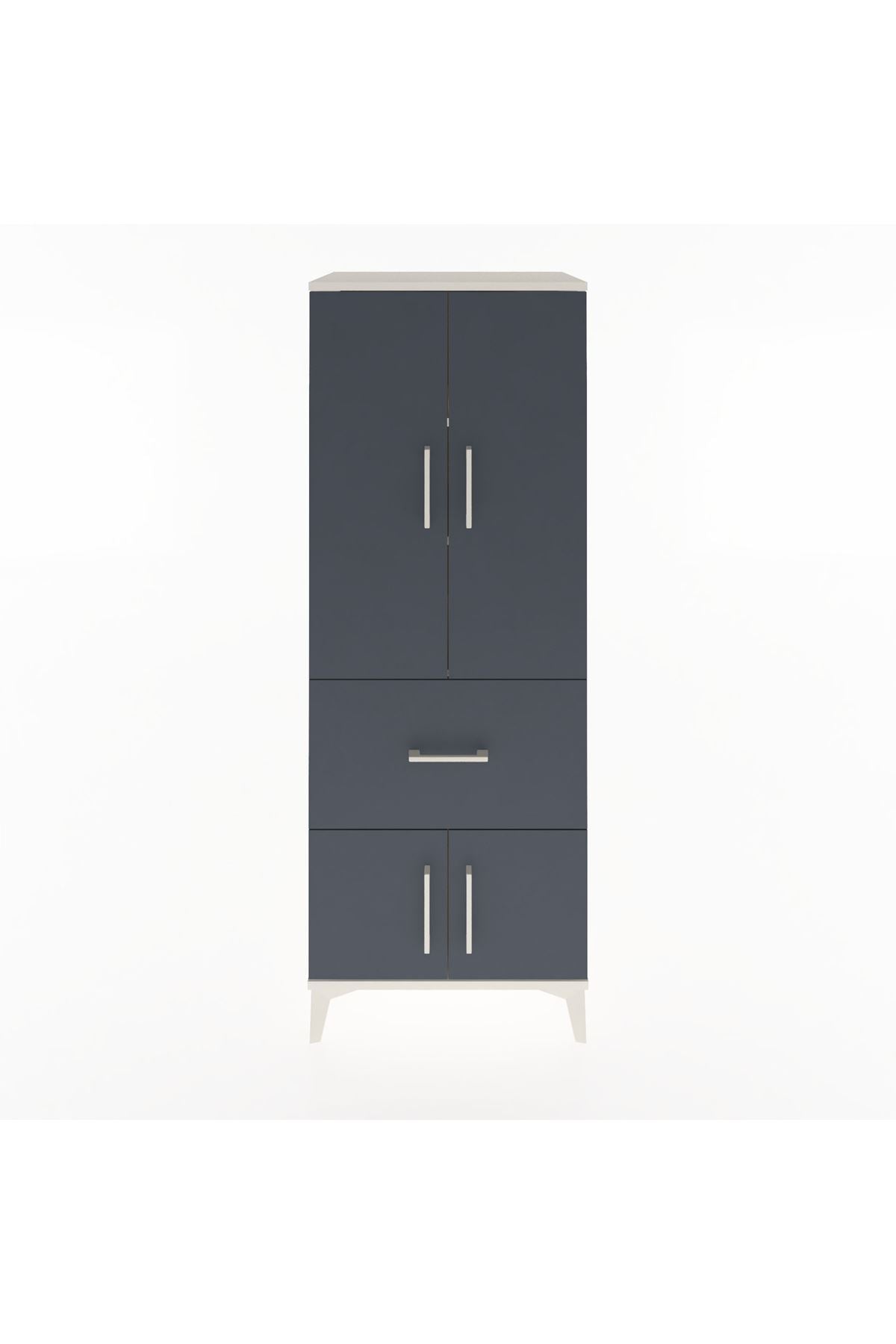 Hyperion Dolap 3 Raflı Tek Çekmeceli 4 Kapaklı 60x44x163 Aytaşı-Antrasit