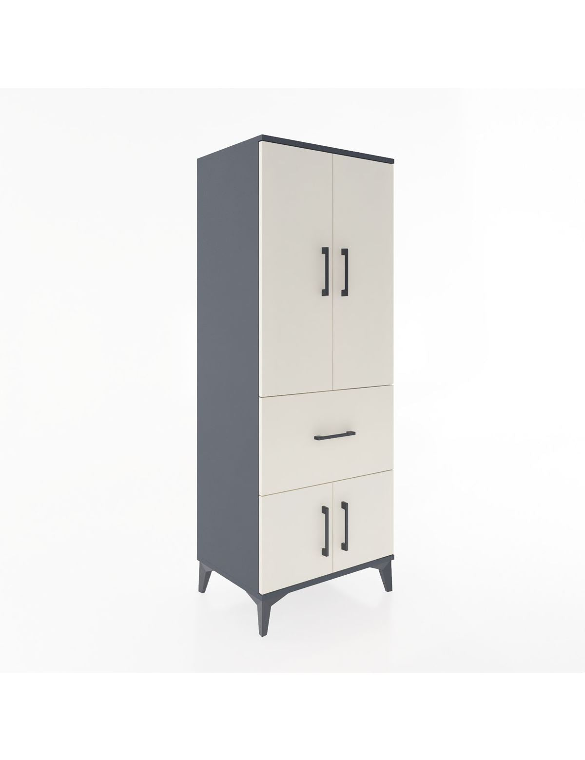 Hyperion Dolap 3 Raflı Tek Çekmeceli 4 Kapaklı 60x44x163 Antrasit-Aytaşı