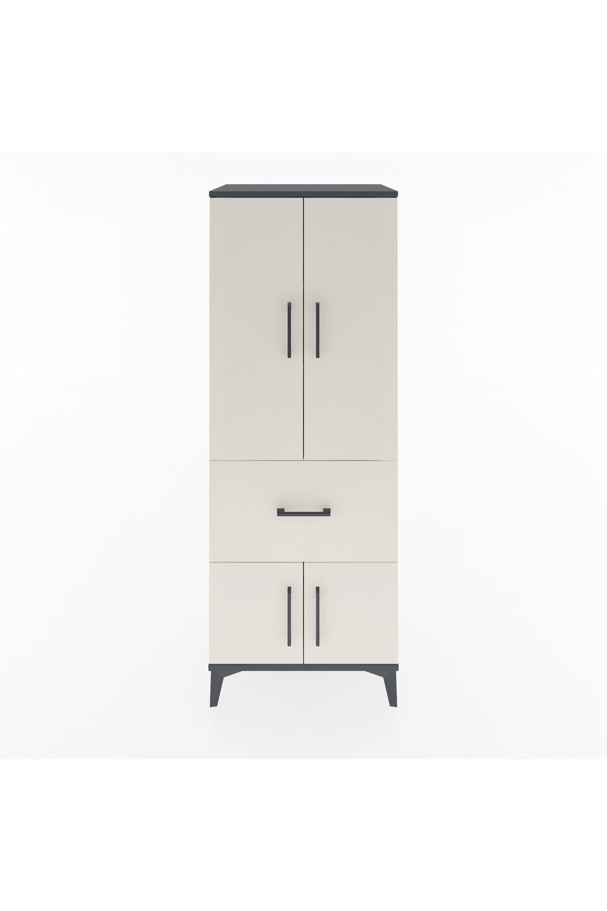 Hyperion Dolap 3 Raflı Tek Çekmeceli 4 Kapaklı 60x44x163 Antrasit-Aytaşı
