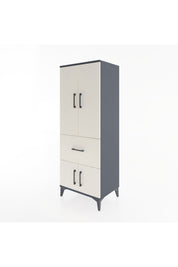 Hyperion Dolap 3 Raflı Tek Çekmeceli 4 Kapaklı 60x44x163 Antrasit-Aytaşı