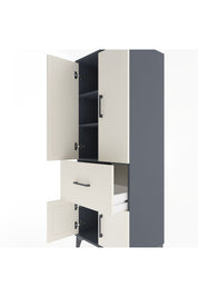 Hyperion Dolap 3 Raflı Tek Çekmeceli 4 Kapaklı 60x44x163 Antrasit-Aytaşı