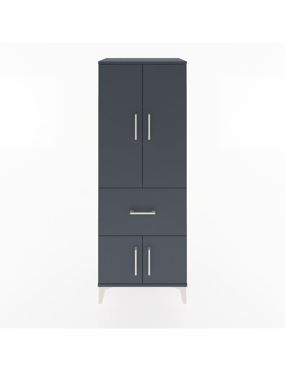 Hyperion Dolap 3 Raflı Tek Çekmeceli 4 Kapaklı 60x44x163 Antrasit-Antrasit