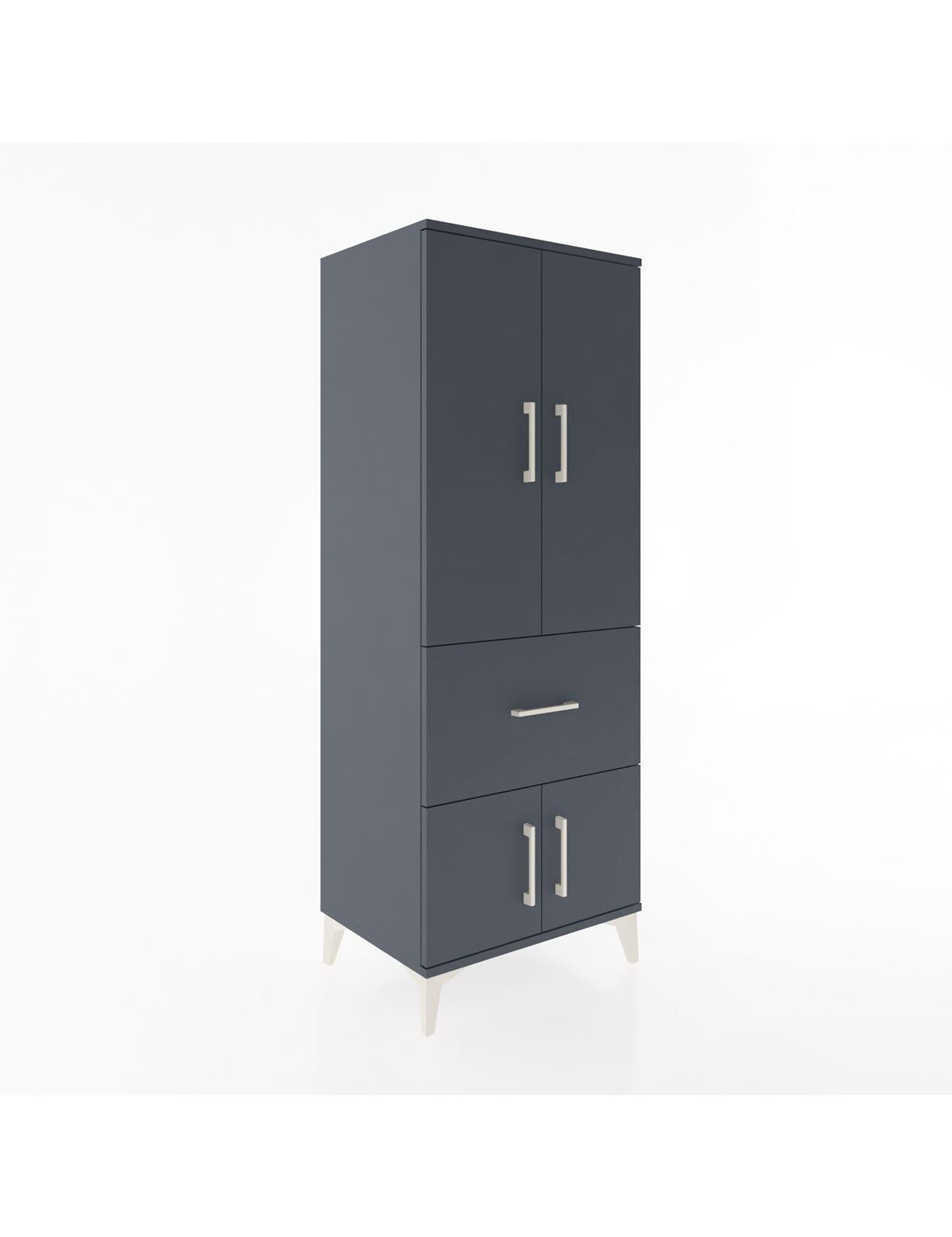 Hyperion Dolap 3 Raflı Tek Çekmeceli 4 Kapaklı 60x44x163 Antrasit-Antrasit