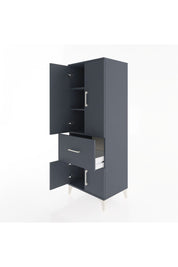 Hyperion Dolap 3 Raflı Tek Çekmeceli 4 Kapaklı 60x44x163 Antrasit-Antrasit