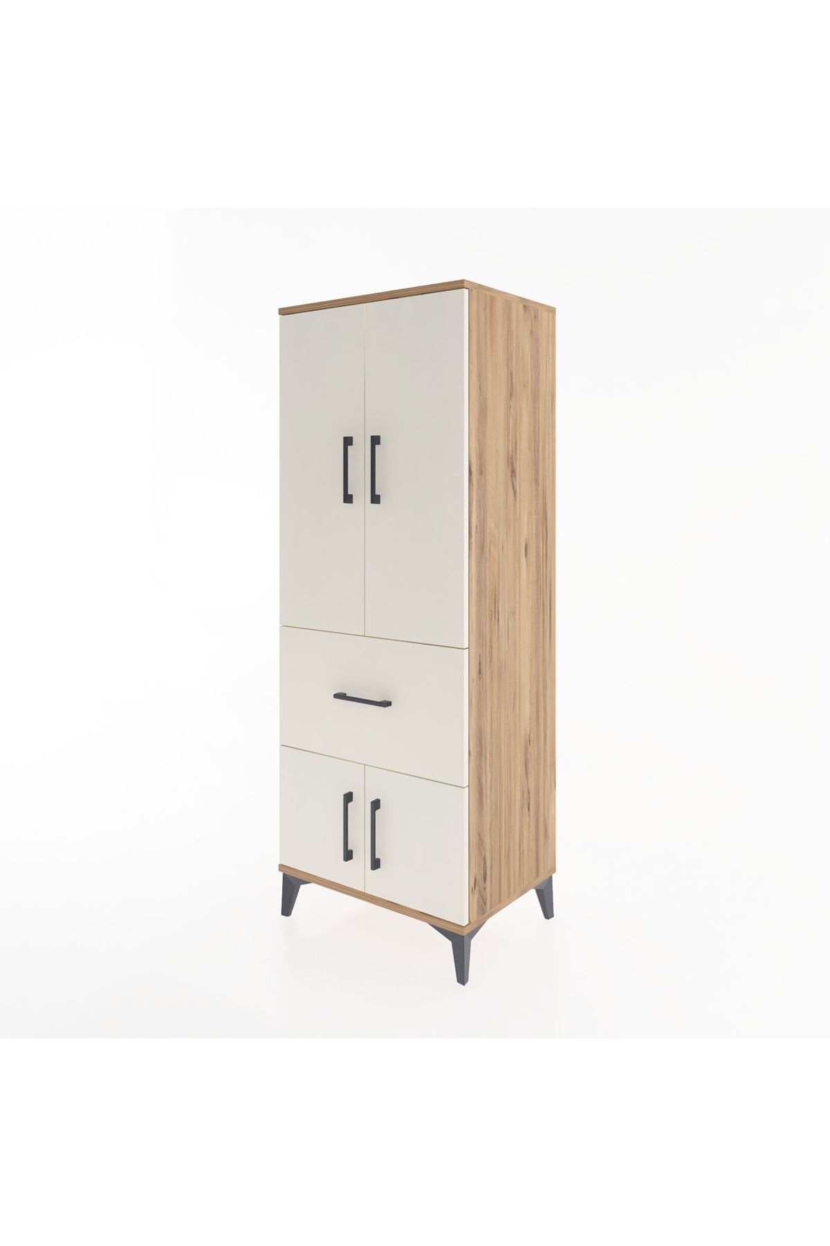 Hyperion Dolap 3 Raflı Tek Çekmeceli 4 Kapaklı 60x44x163 Çam-Aytaşı