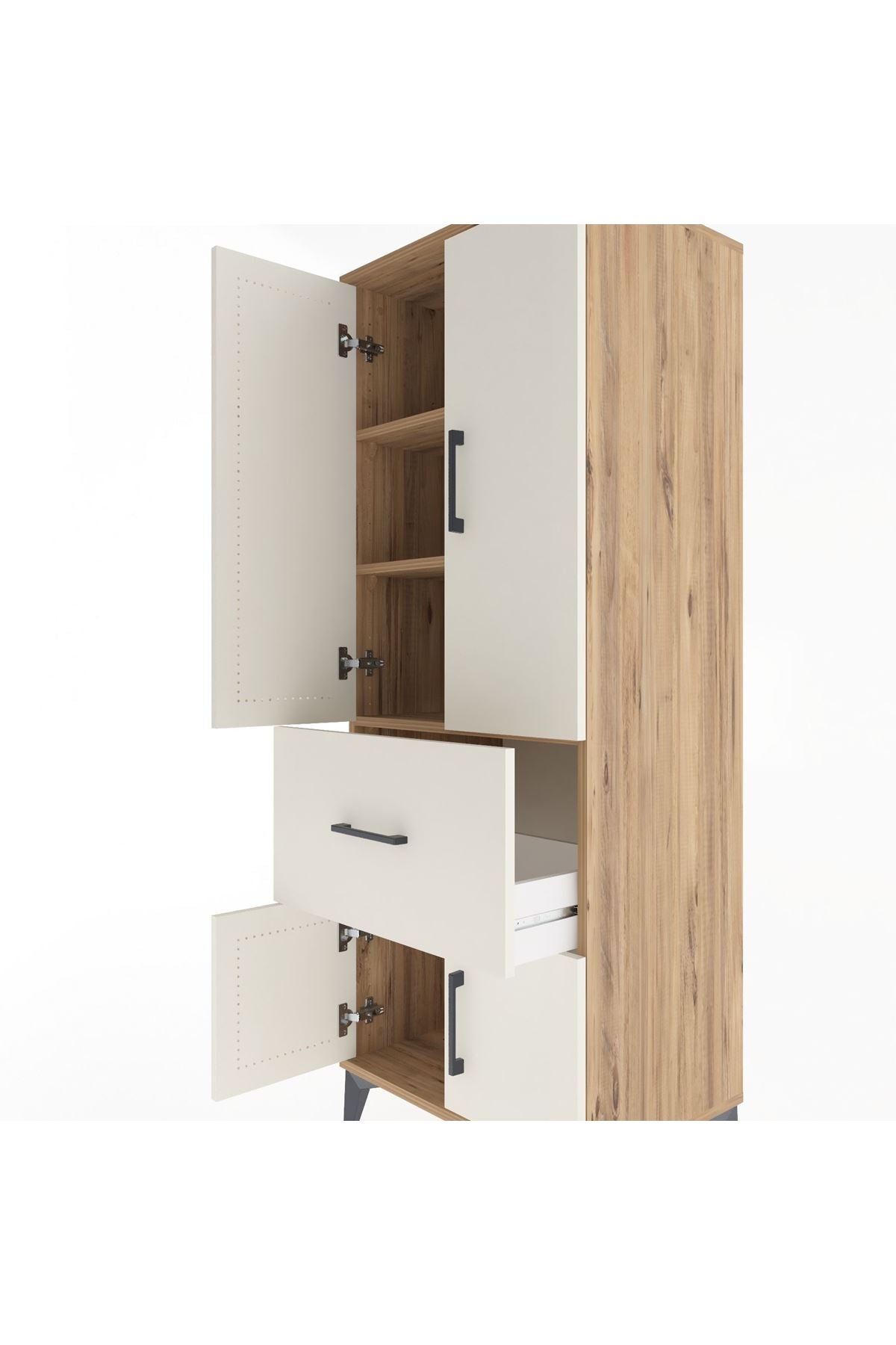 Hyperion Dolap 3 Raflı Tek Çekmeceli 4 Kapaklı 60x44x163 Çam-Aytaşı