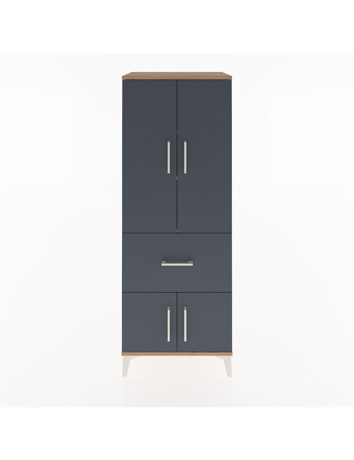 Hyperion Dolap 3 Raflı Tek Çekmeceli 4 Kapaklı 60x44x163 Çam-Antrasit