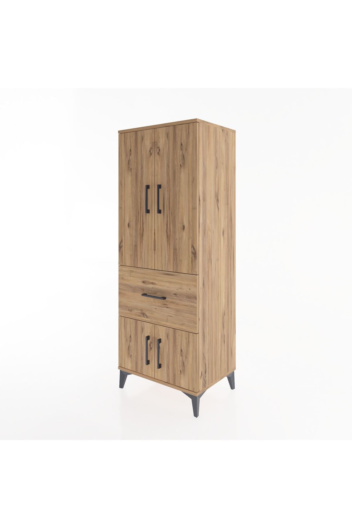 Hyperion Dolap 3 Raflı Tek Çekmeceli 4 Kapaklı 60x44x163 Çam-Çam