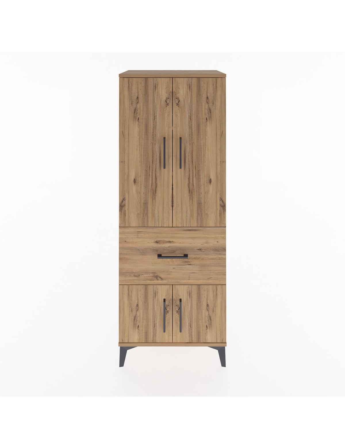 Hyperion Dolap 3 Raflı Tek Çekmeceli 4 Kapaklı 60x44x163 Çam-Çam