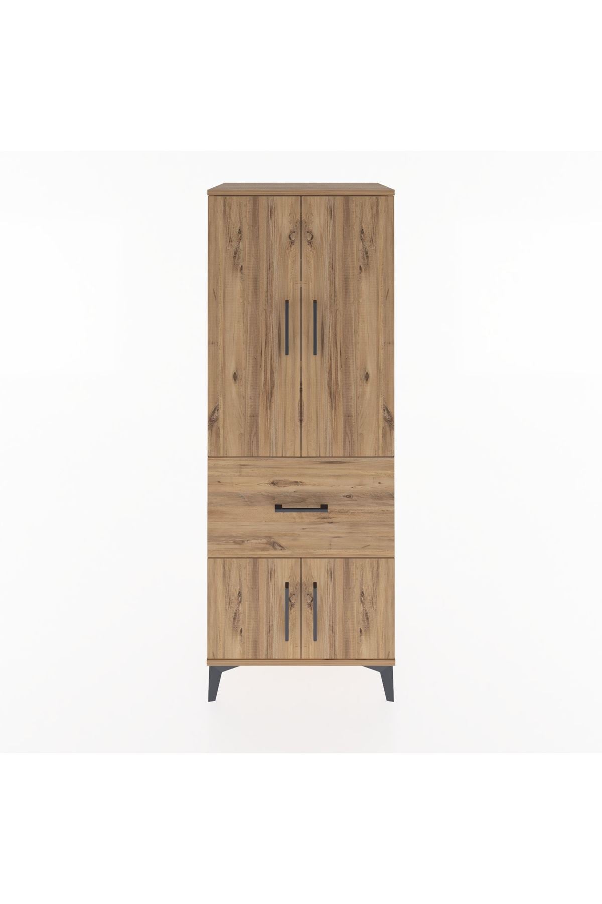 Hyperion Dolap 3 Raflı Tek Çekmeceli 4 Kapaklı 60x44x163 Çam-Çam