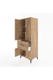 Hyperion Dolap 3 Raflı Tek Çekmeceli 4 Kapaklı 60x44x163 Çam-Çam