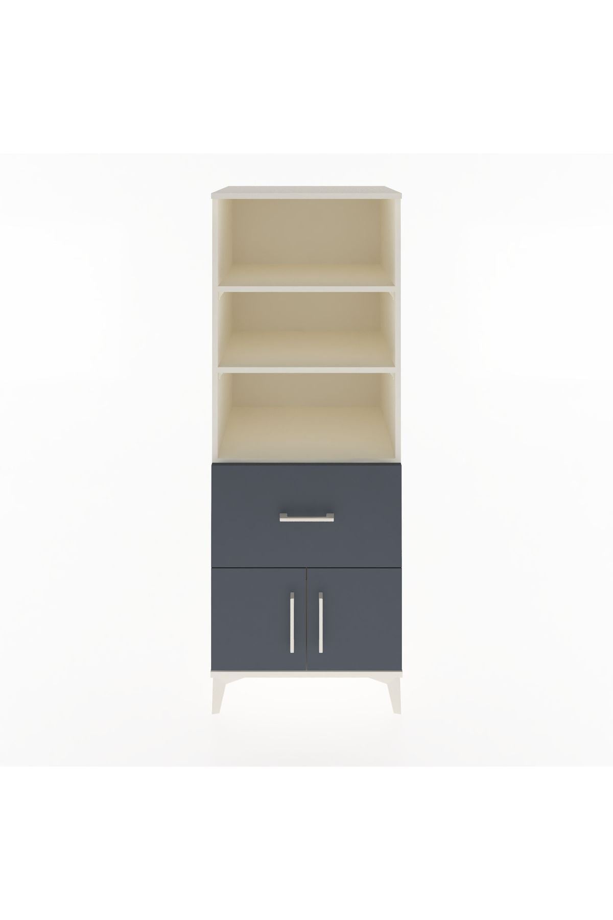 Hyperion Dolap 3 Raflı Tek Çekmeceli 2 Kapaklı 60x44x163 Aytaşı-Antrasit