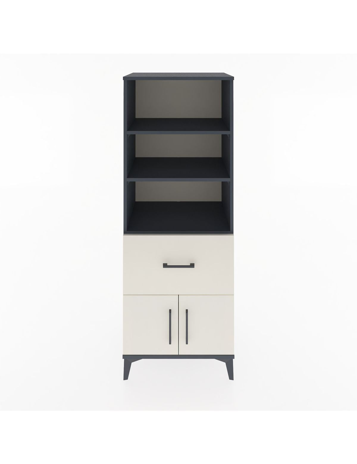 Hyperion Dolap 3 Raflı Tek Çekmeceli 2 Kapaklı 60x44x163 Antrasit-Aytaşı