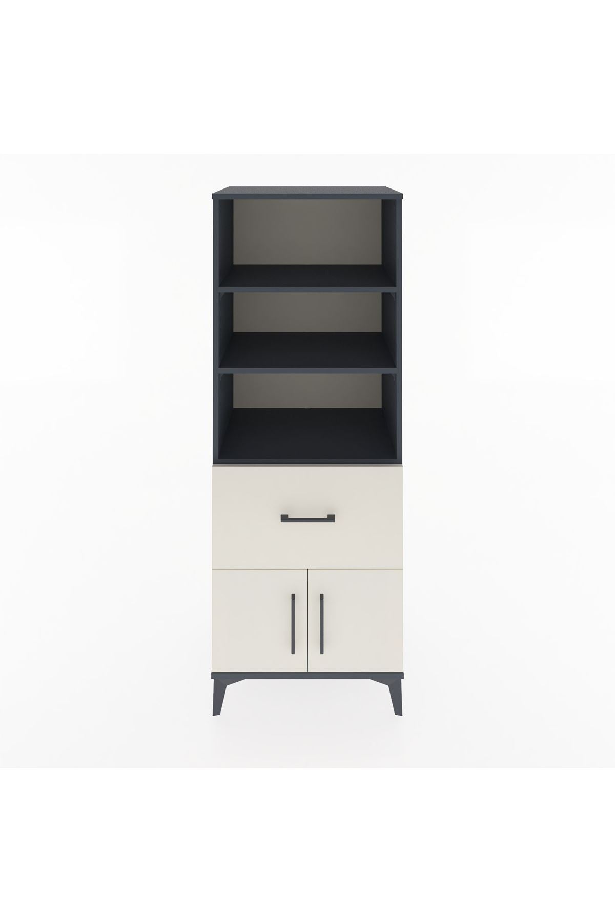 Hyperion Dolap 3 Raflı Tek Çekmeceli 2 Kapaklı 60x44x163 Antrasit-Aytaşı