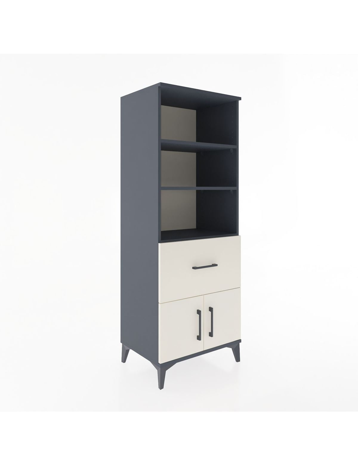 Hyperion Dolap 3 Raflı Tek Çekmeceli 2 Kapaklı 60x44x163 Antrasit-Aytaşı
