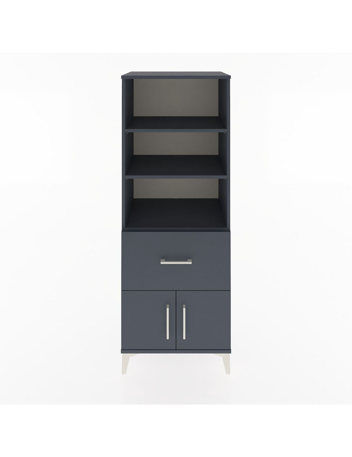 Hyperion Dolap 3 Raflı Tek Çekmeceli 2 Kapaklı 60x44x163 Antrasit-Antrasit