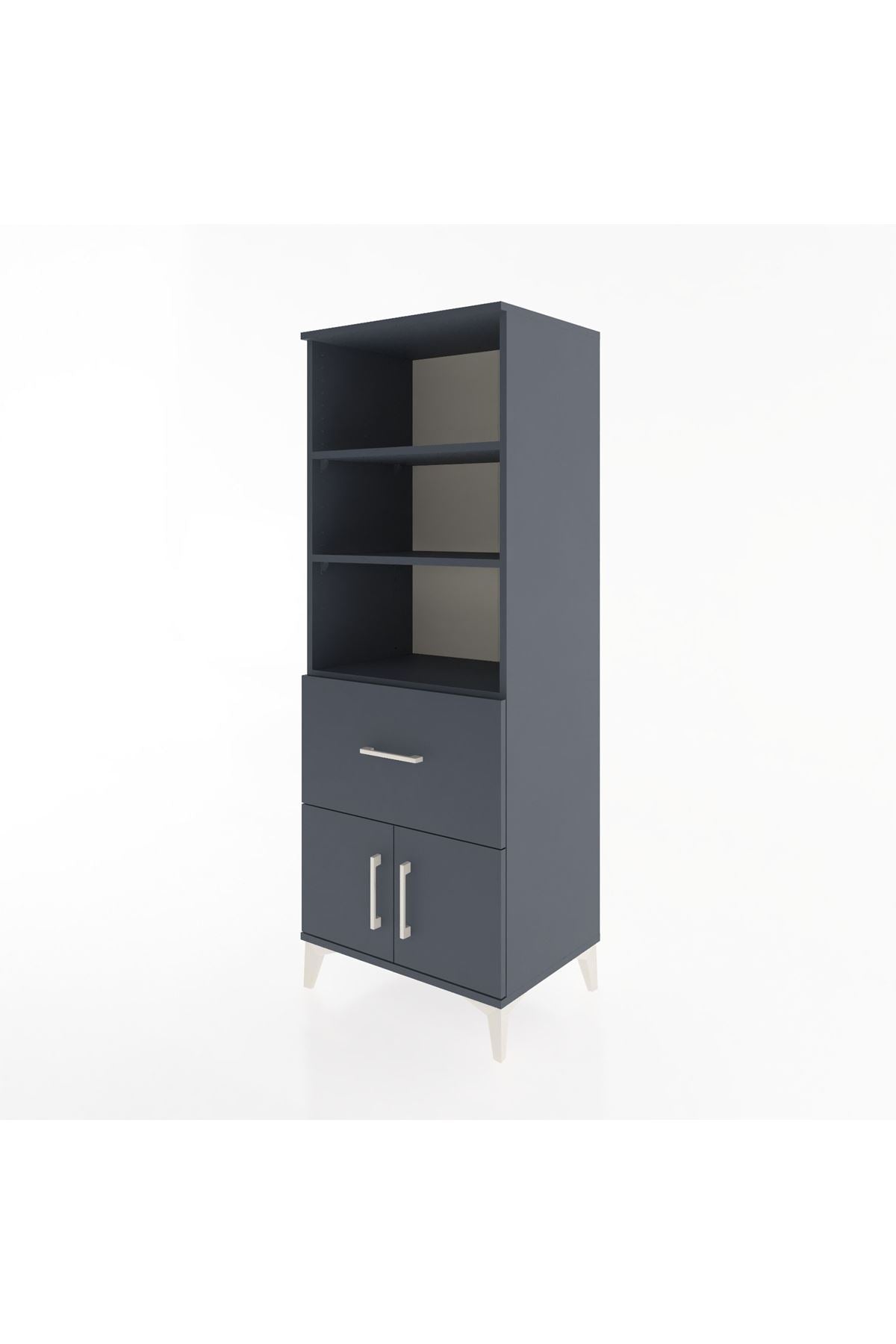 Hyperion Dolap 3 Raflı Tek Çekmeceli 2 Kapaklı 60x44x163 Antrasit-Antrasit