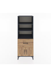 Hyperion Dolap 3 Raflı Tek Çekmeceli 2 Kapaklı 60x44x163 Antrasit-Çam