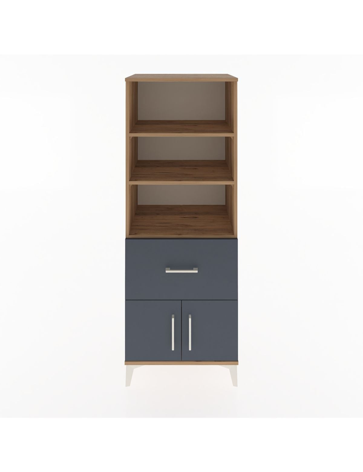 Hyperion Dolap 3 Raflı Tek Çekmeceli 2 Kapaklı 60x44x163 Çam-Antrasit