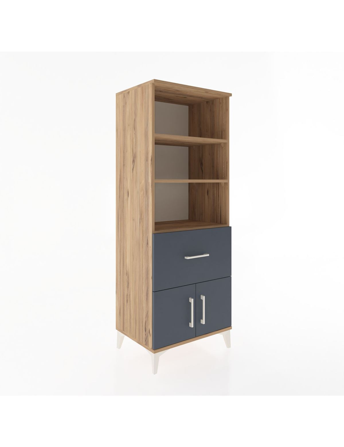 Hyperion Dolap 3 Raflı Tek Çekmeceli 2 Kapaklı 60x44x163 Çam-Antrasit