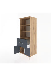 Hyperion Dolap 3 Raflı Tek Çekmeceli 2 Kapaklı 60x44x163 Çam-Antrasit