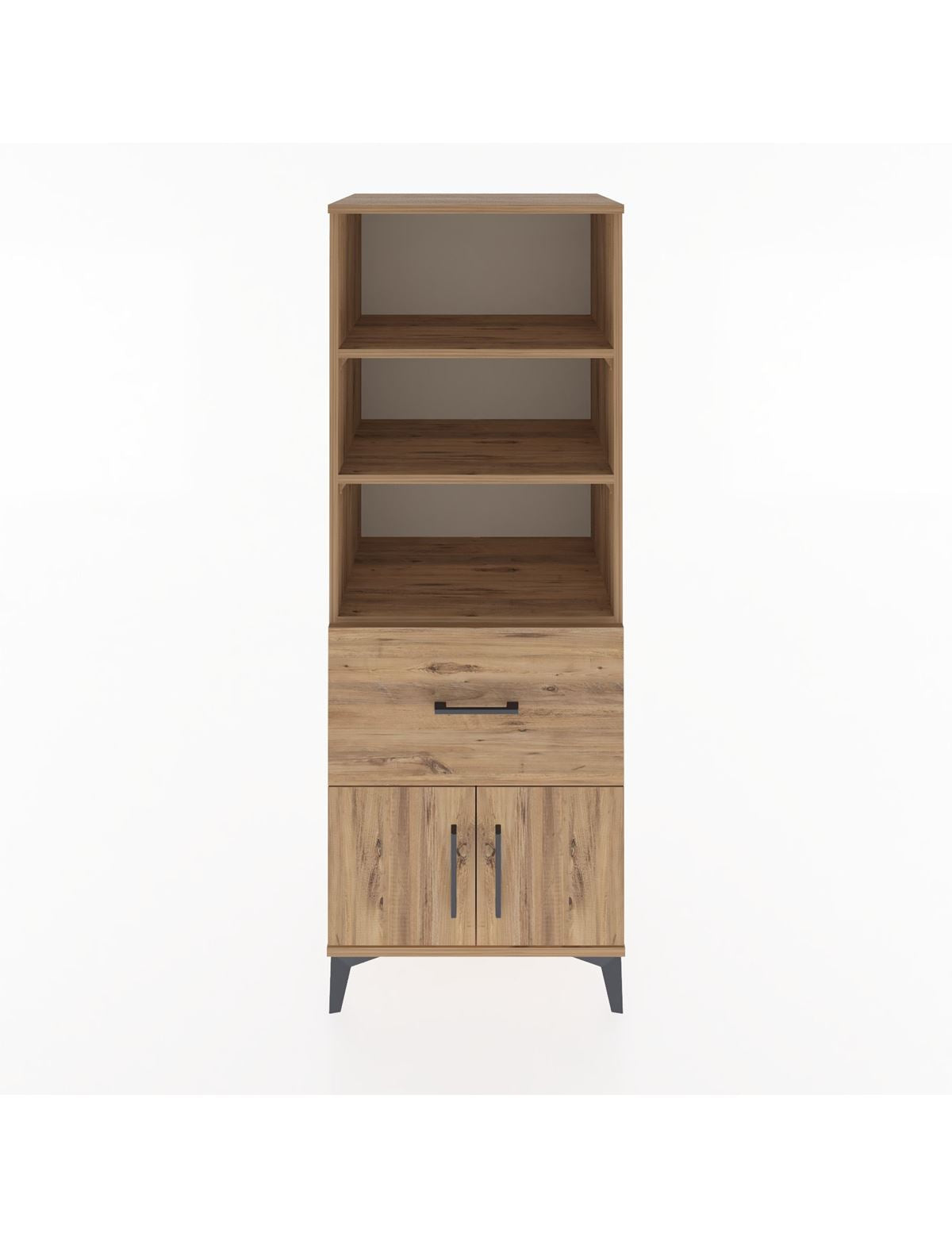 Hyperion Dolap 3 Raflı Tek Çekmeceli 2 Kapaklı 60x44x163 Çam-Çam