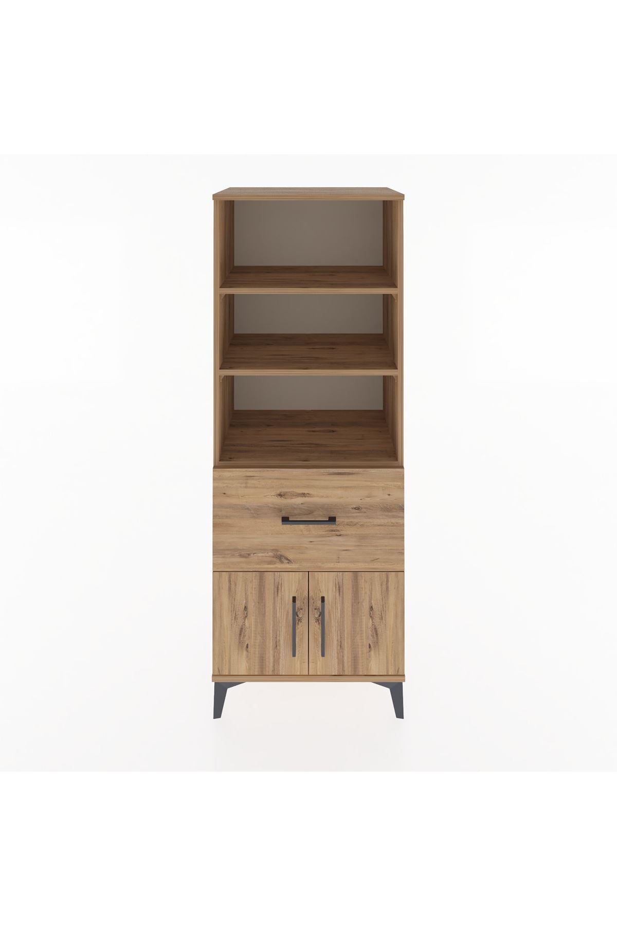 Hyperion Dolap 3 Raflı Tek Çekmeceli 2 Kapaklı 60x44x163 Çam-Çam