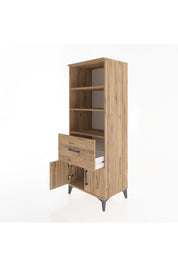 Hyperion Dolap 3 Raflı Tek Çekmeceli 2 Kapaklı 60x44x163 Çam-Çam