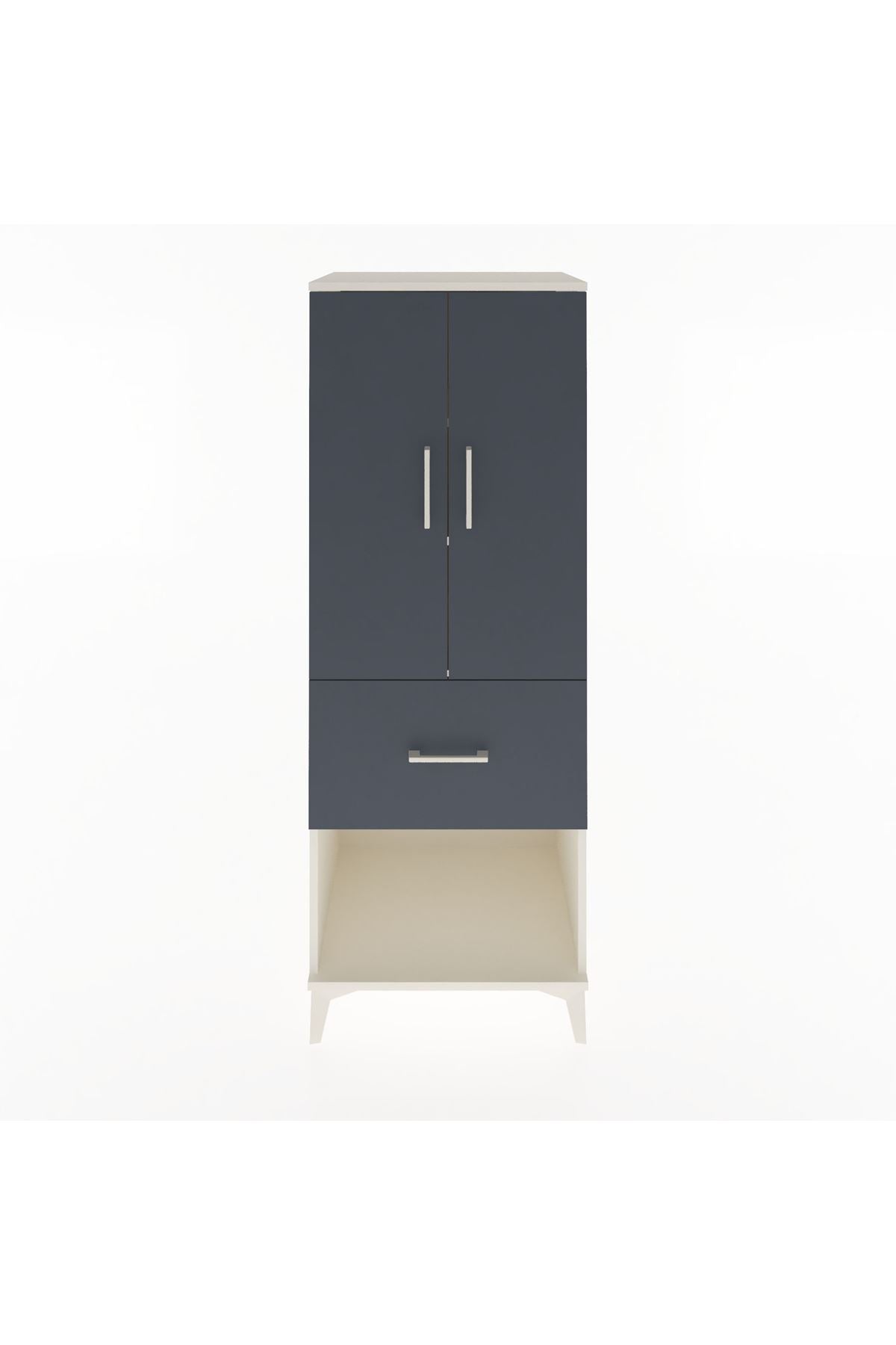 Hyperion Dolap 3 Raflı Tek Çekmeceli 2 Kapaklı 60x44x163 Aytaşı-Antrasit