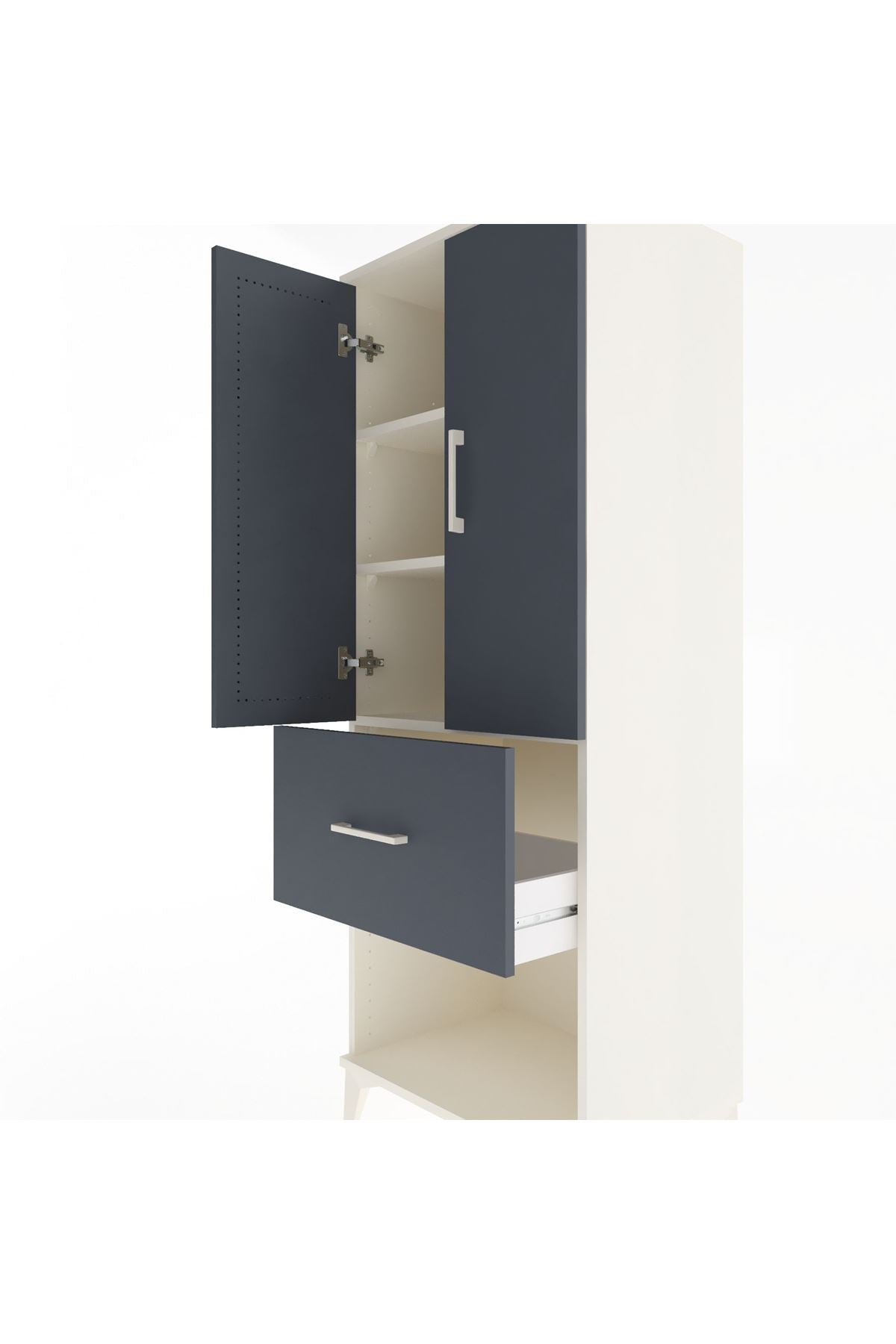 Hyperion Dolap 3 Raflı Tek Çekmeceli 2 Kapaklı 60x44x163 Aytaşı-Antrasit