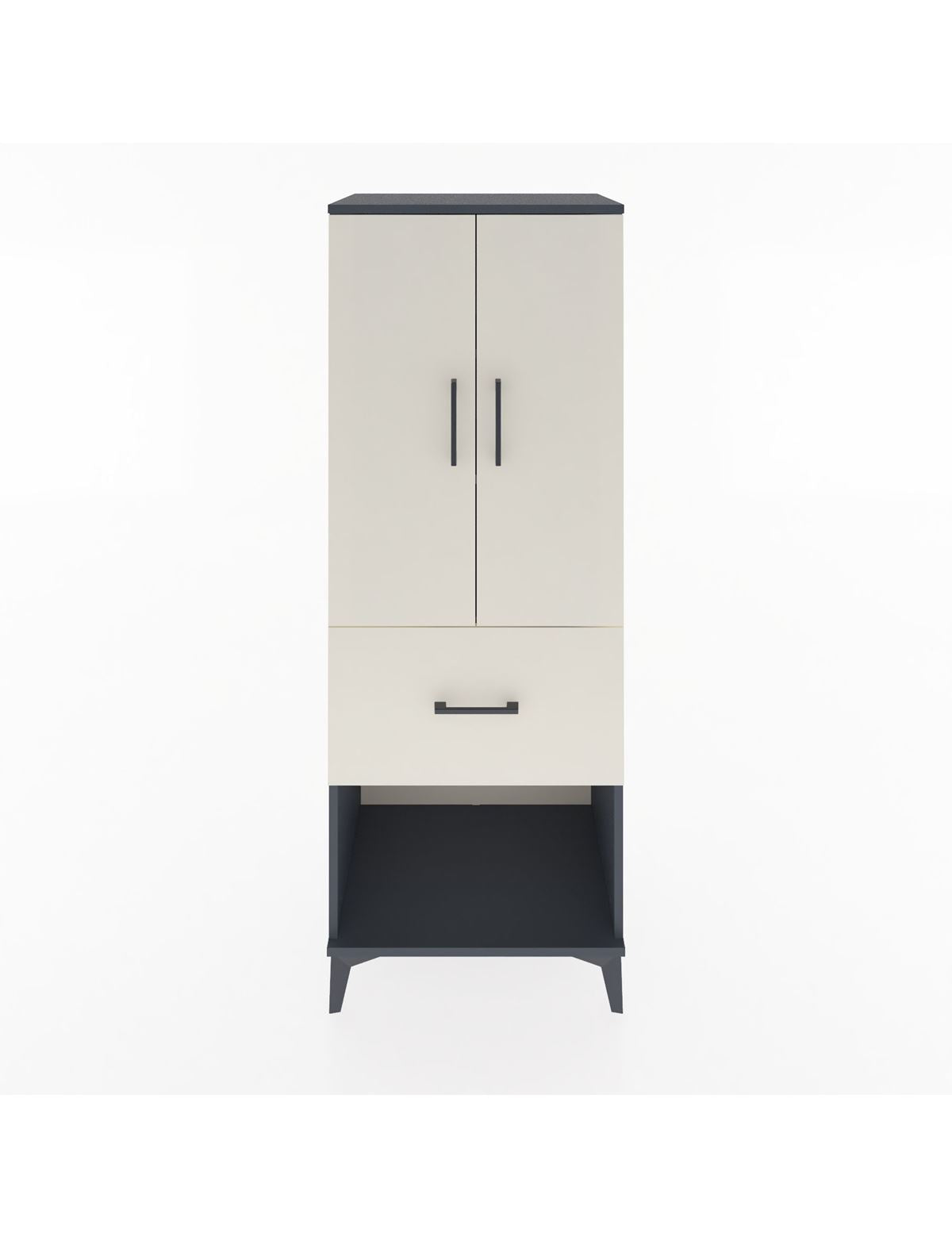 Hyperion Dolap 3 Raflı Tek Çekmeceli 2 Kapaklı 60x44x163 Antrasit-Aytaşı